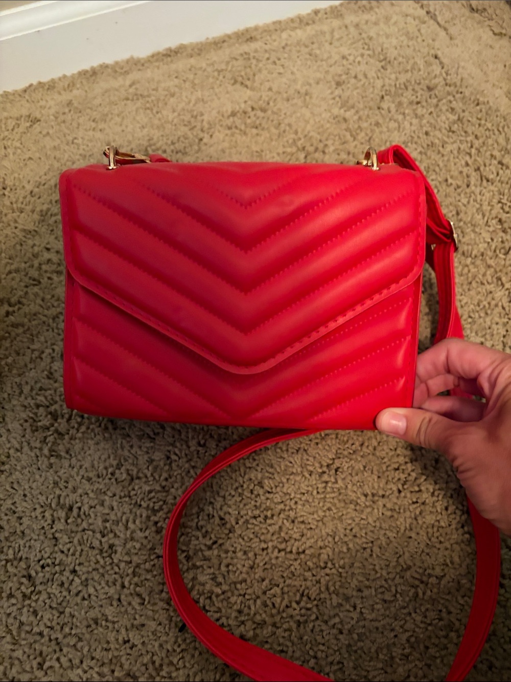 Quilted Crossbody Bag in Red